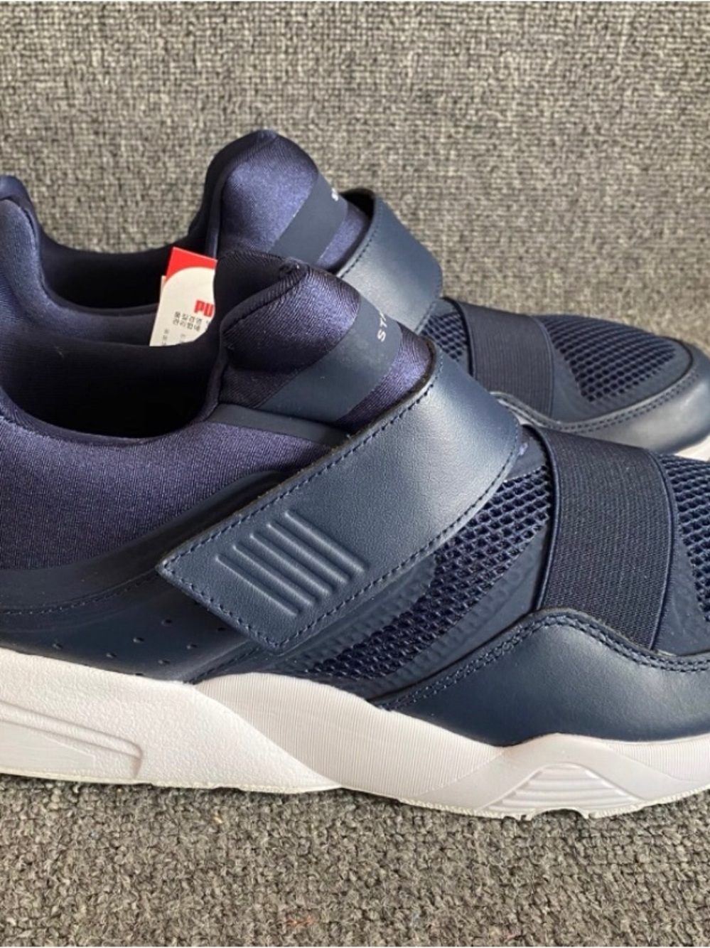 Puma Navy and White Slip-On Strap Sneakers